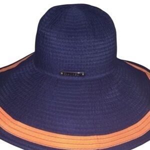 Ralph Laure Navy and Orange Women's Sun wide brim  Hat